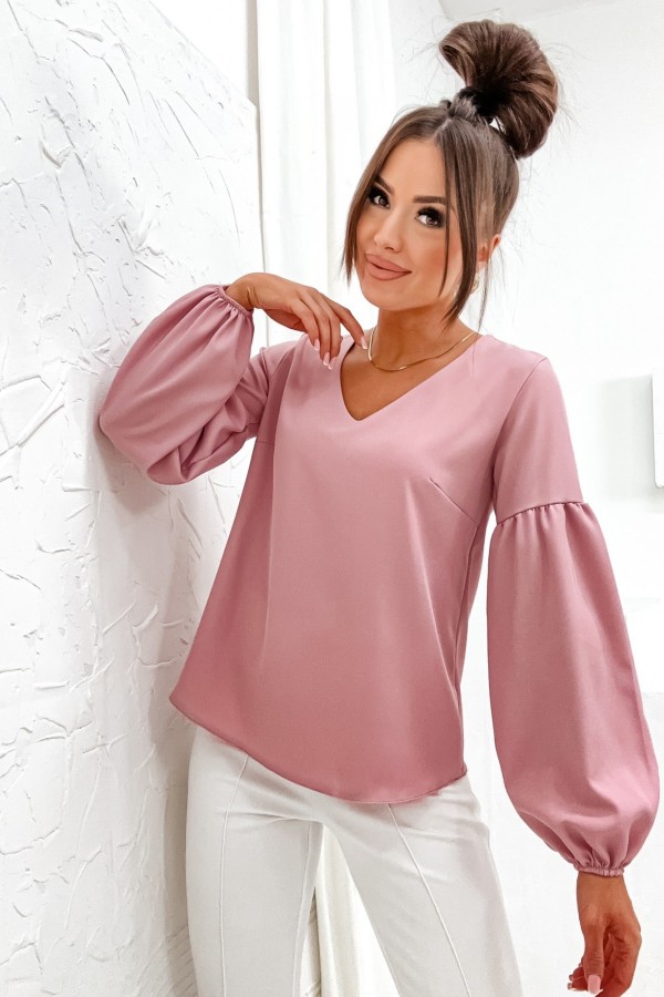 Elegancka bluzka koszulowa w kolorze pudrowym Tarina 1