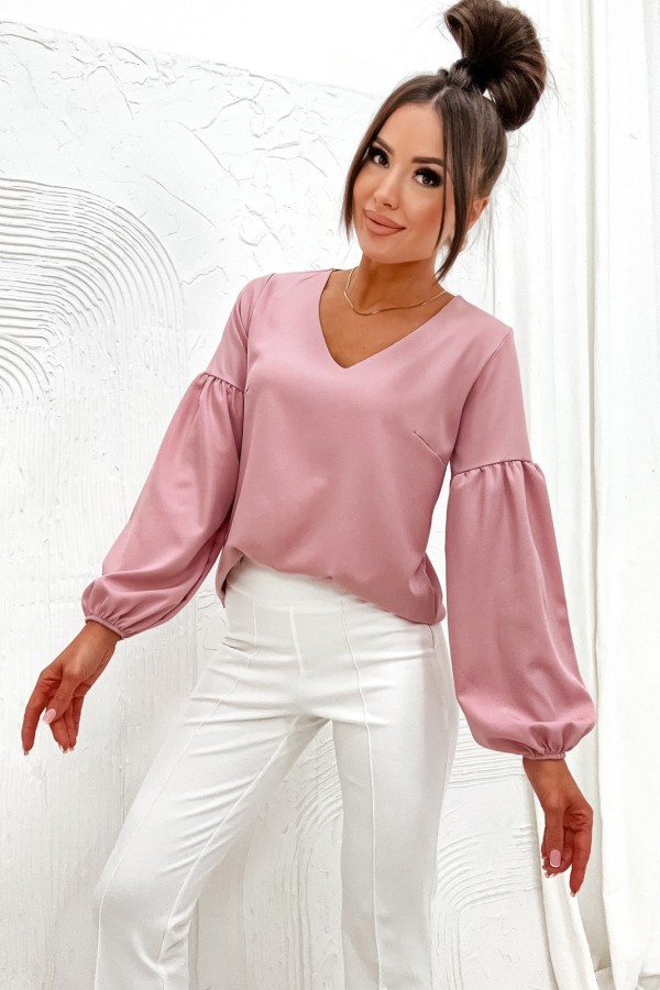 Elegancka bluzka koszulowa w kolorze pudrowym Tarina 3