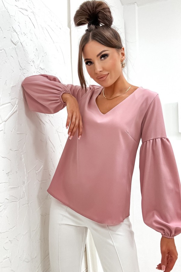 Elegancka bluzka koszulowa w kolorze pudrowym Tarina 4