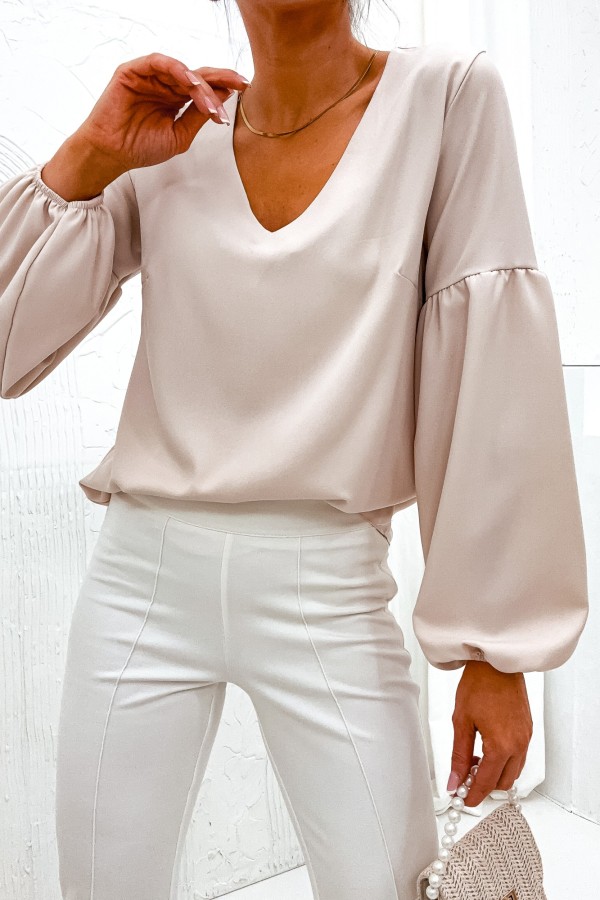 Elegancka bluzka koszulowa w kolorze beżowym Tarina 3