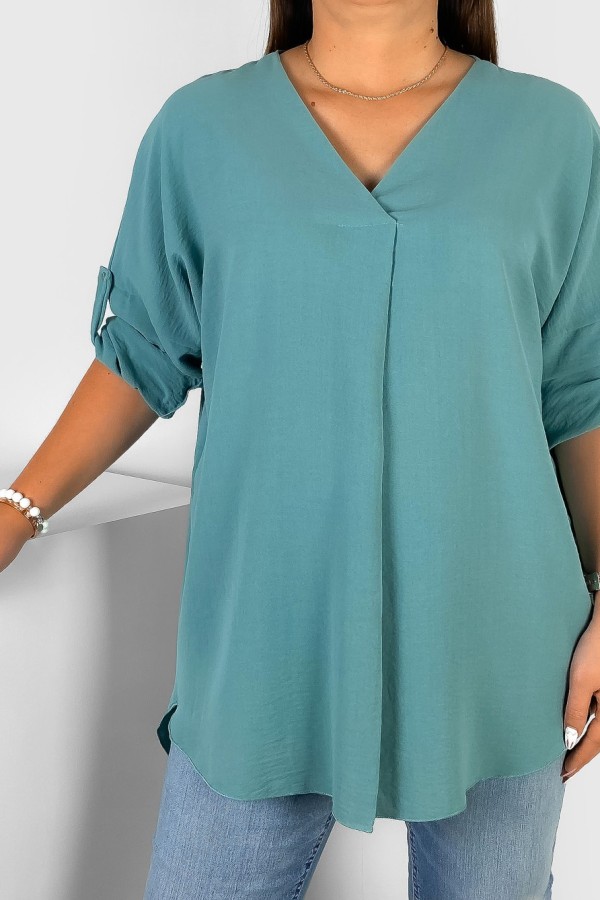 Elegancka bluzka oversize koszula w kolorze patyny podpinany rękaw Klee 2