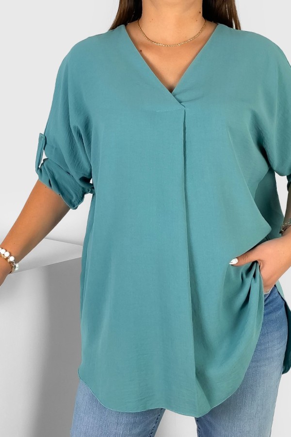 Elegancka bluzka oversize koszula w kolorze patyny podpinany rękaw Klee 1