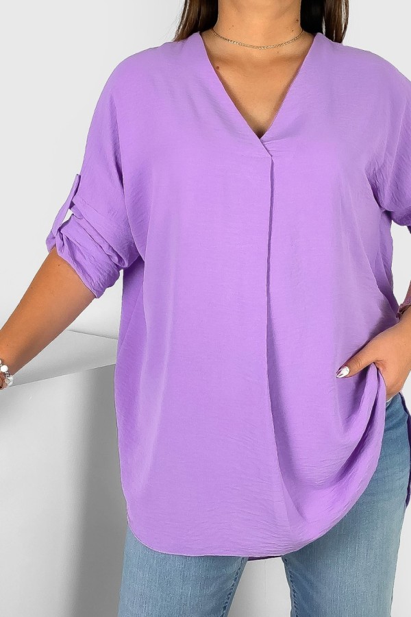 Elegancka bluzka oversize koszula w kolorze lila fiolet podpinany rękaw Klee 1