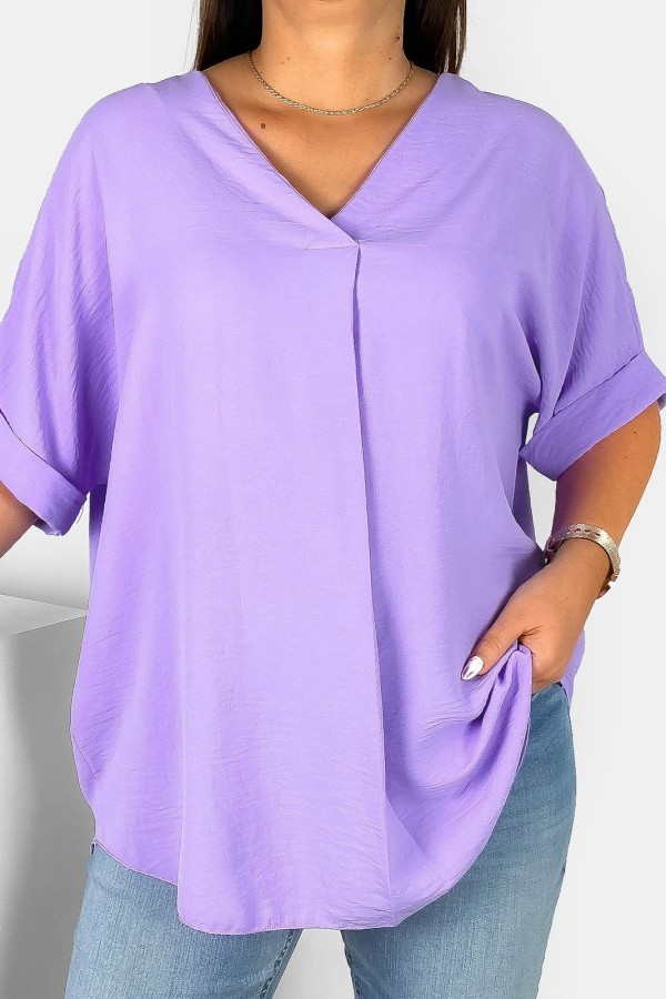 Elegancka bluzka oversize koszula w kolorze lila fiolet Asha