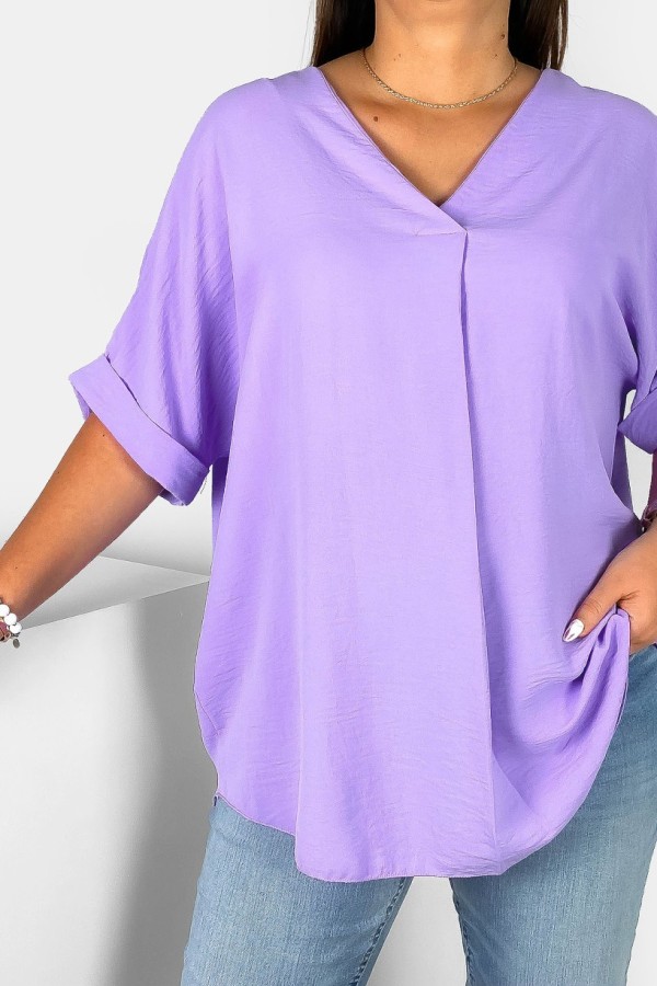 Elegancka bluzka oversize koszula w kolorze lila fiolet Asha 1