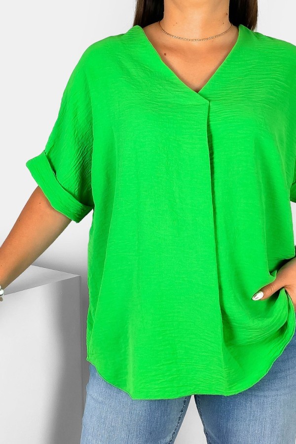 Elegancka bluzka oversize koszula w kolorze zielonym Asha 1