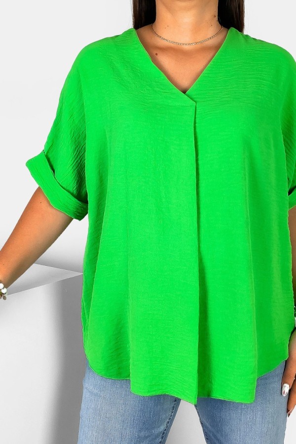 Elegancka bluzka oversize koszula w kolorze zielonym Asha 2