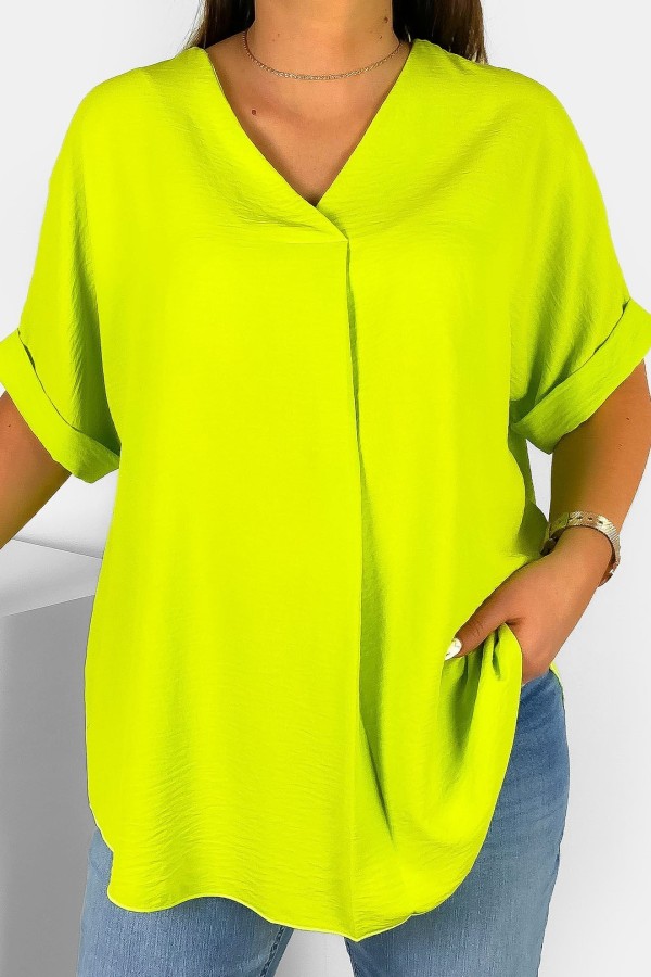Elegancka bluzka oversize koszula w kolorze limonkowym Asha