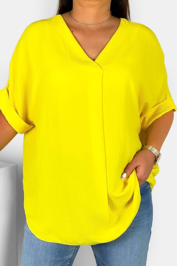 Elegancka bluzka oversize koszula w kolorze żółtym Asha