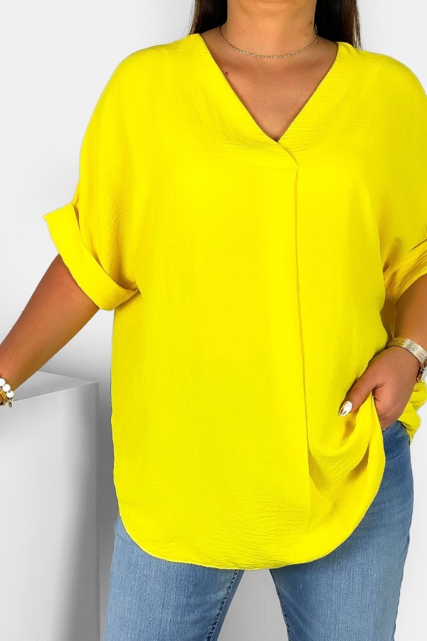 Elegancka bluzka oversize koszula w kolorze żółtym Asha 1