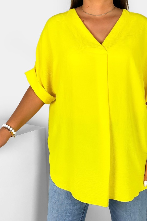 Elegancka bluzka oversize koszula w kolorze żółtym Asha 2