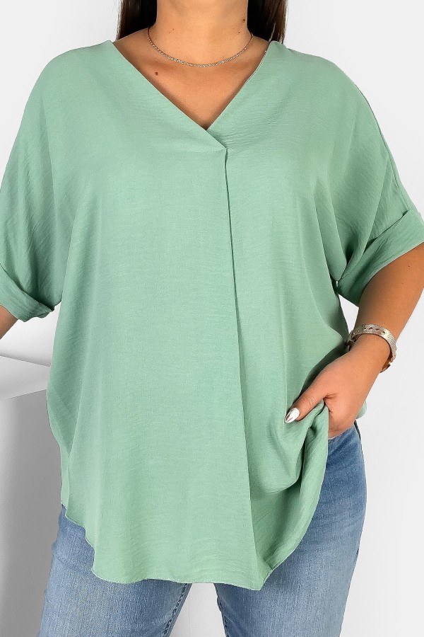 Elegancka bluzka oversize koszula w kolorze szałwiowym Asha