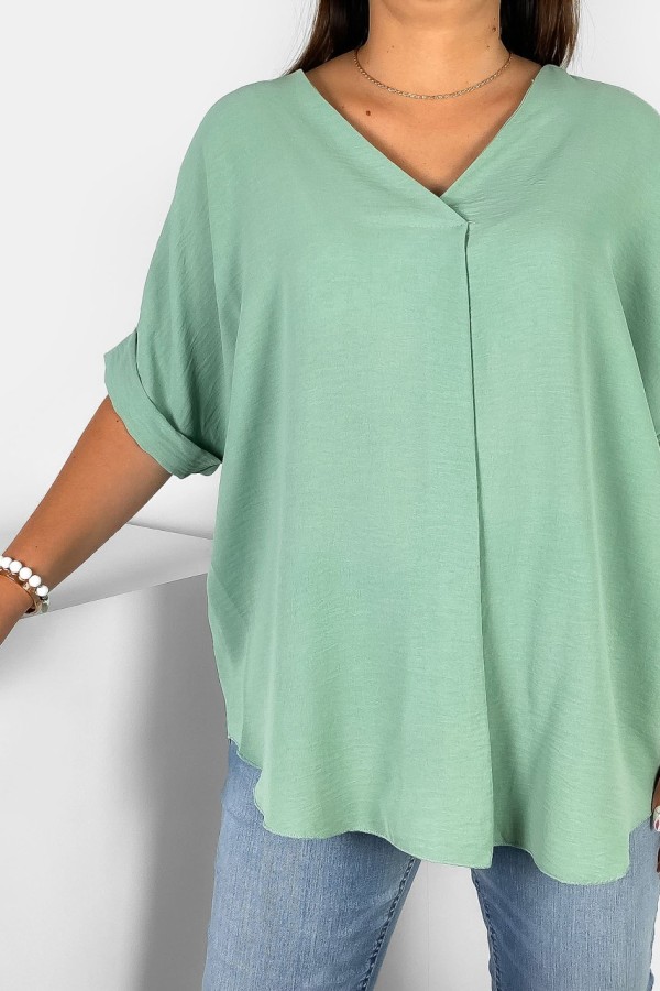 Elegancka bluzka oversize koszula w kolorze szałwiowym Asha 2