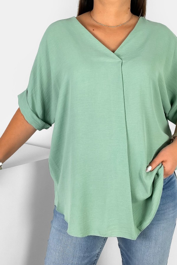 Elegancka bluzka oversize koszula w kolorze szałwiowym Asha 1