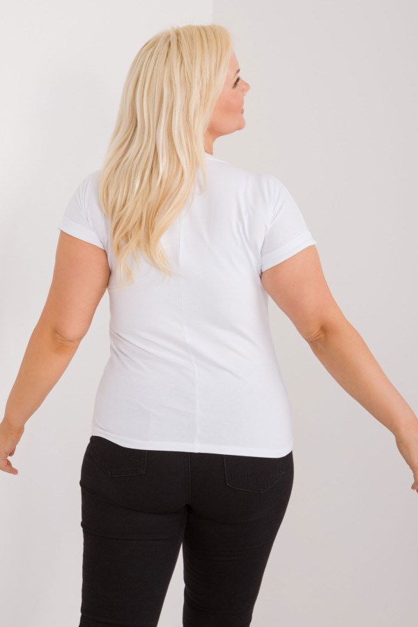 Bluzka damska T-shirt w kolorze białym aplikacja dżety Mika 4