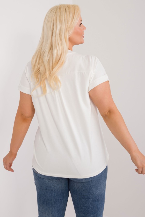 Bluzka damska T-shirt plus size w kolorze ecru print kwiaty dżety Coco 3