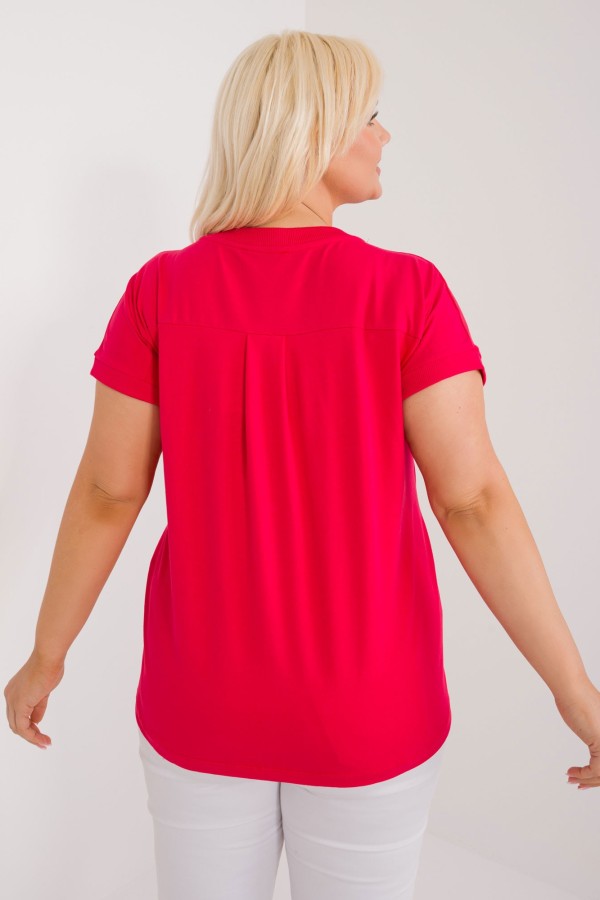 Bluzka damska T-shirt plus size w kolorze czerwonym print kwiaty dżety Coco 3