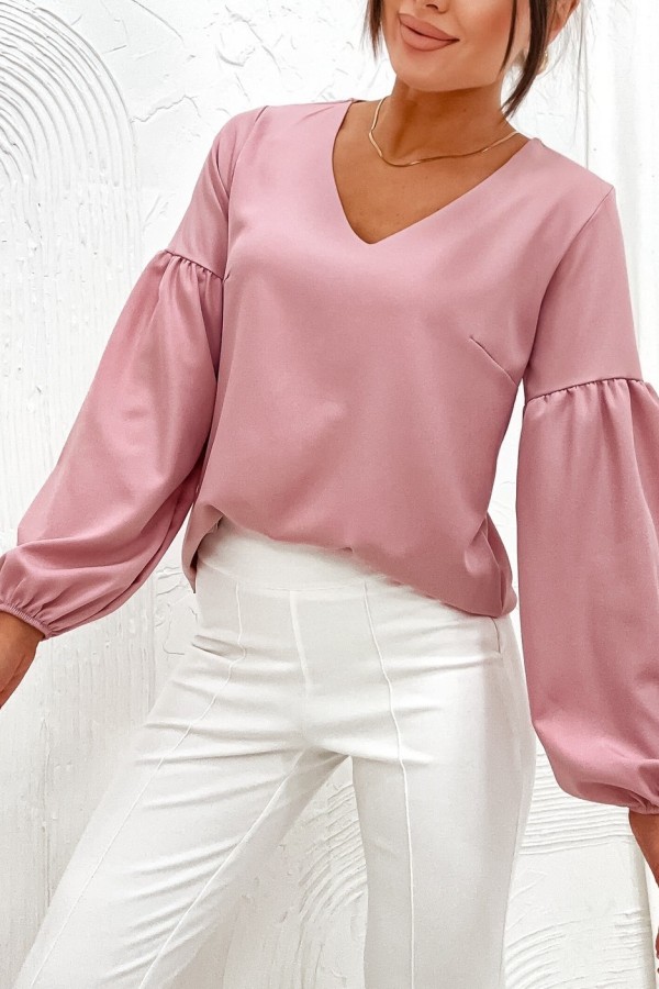 Elegancka bluzka koszulowa w kolorze pudrowym Tarina
