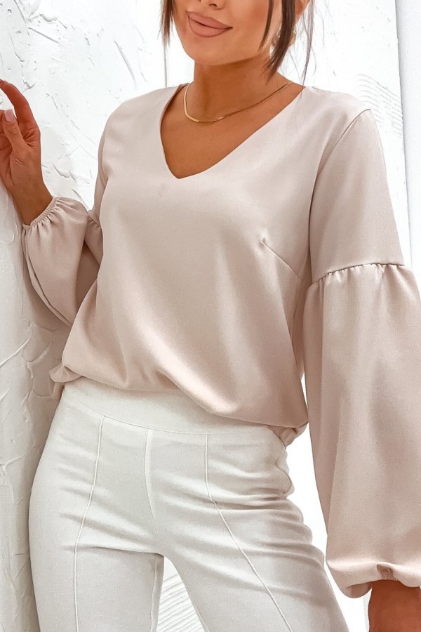 Elegancka bluzka koszulowa w kolorze beżowym Tarina