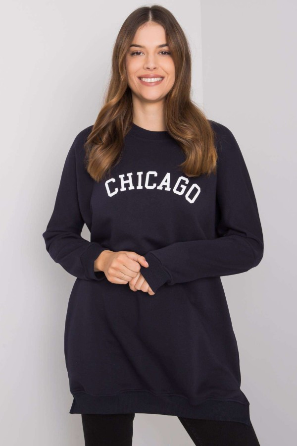 Tunika bluza dresowa nietoperz w kolorze granatowym z napisem Chicago 3