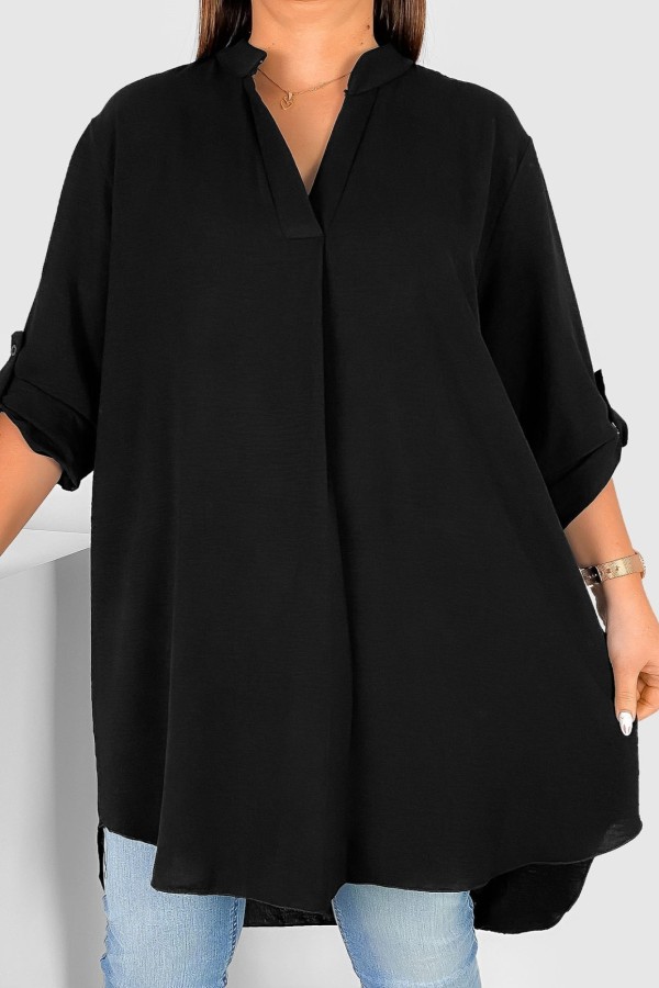 Koszula tunika plus size w kolorze czarnym sukienka z dłuższym tyłem Taylor