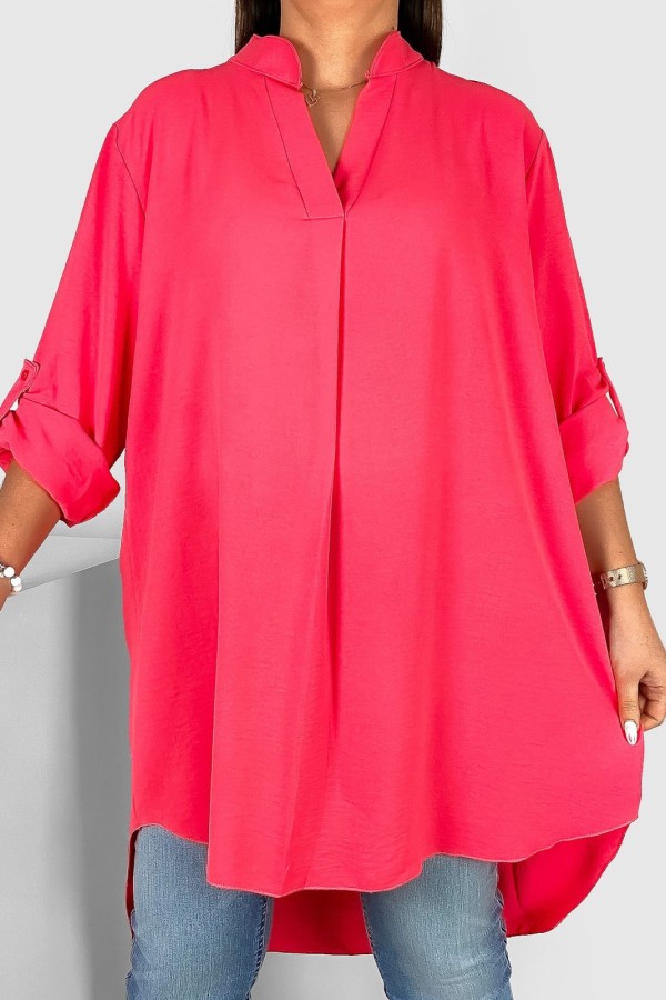 Koszula tunika plus size w kolorze koralowym sukienka z dłuższym tyłem Taylor