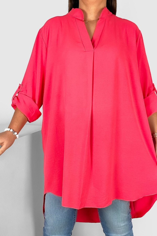 Koszula tunika plus size w kolorze koralowym sukienka z dłuższym tyłem Taylor 1