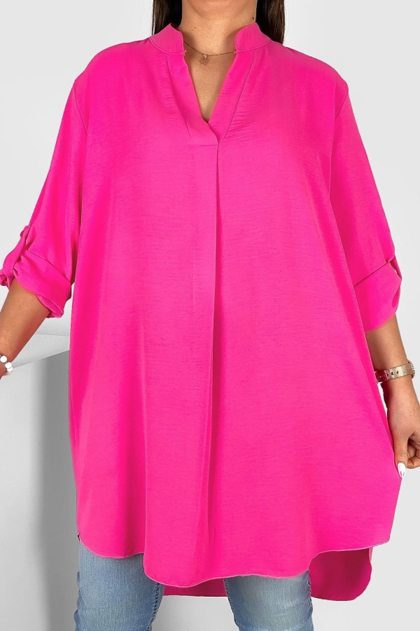 Koszula tunika plus size w kolorze różowym sukienka z dłuższym tyłem Taylor