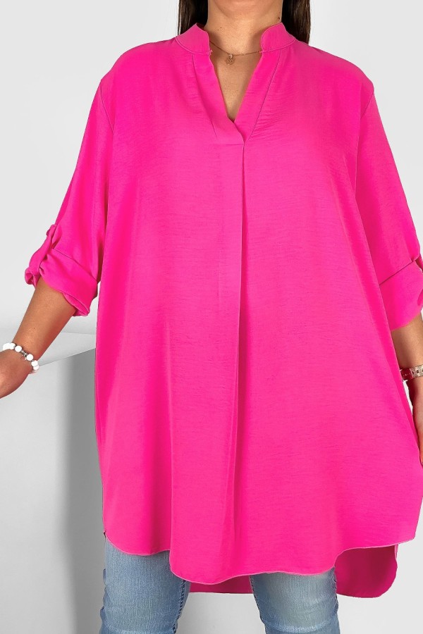Koszula tunika plus size w kolorze różowym sukienka z dłuższym tyłem Taylor 1