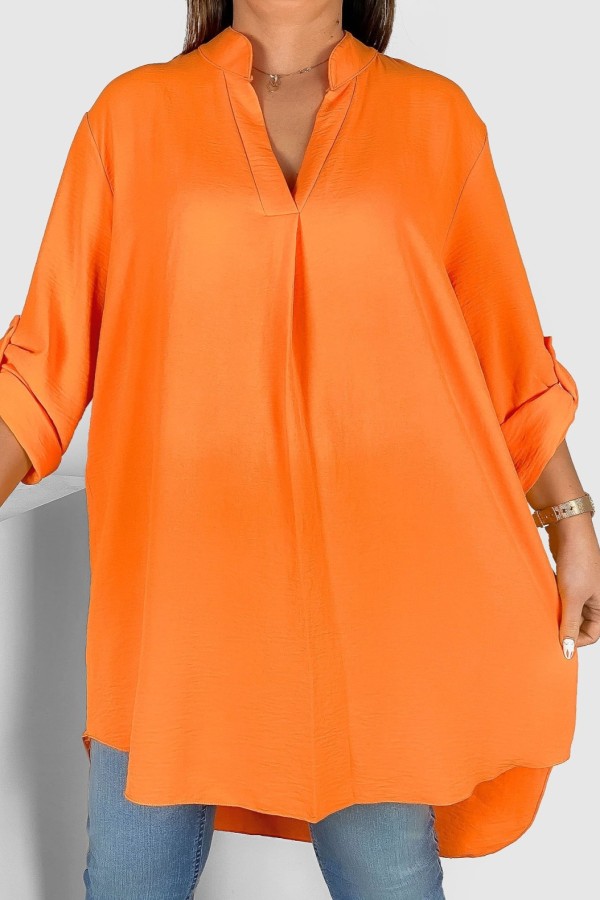 Koszula tunika plus size w kolorze pomarańczowym sukienka z dłuższym tyłem Taylor