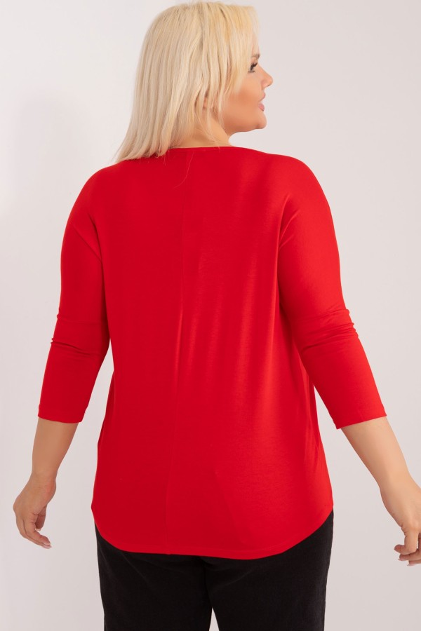 Bluzka damska plus size w kolorze czerwonym dekolt paski Areta 3