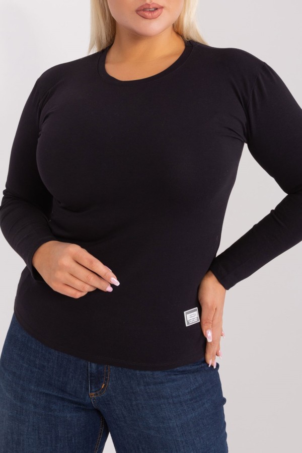 Bluzka damska basic w kolorze czarnym z długim rękawem Aruna