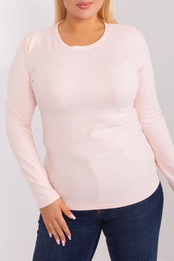 Bluzka damska basic w kolorze jasnoróżowym z długim rękawem Aruna