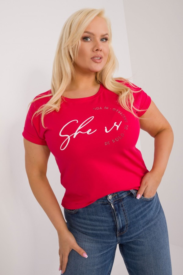 Bluzka damska T-shirt w kolorze czerwonym aplikacja dżety Mika
