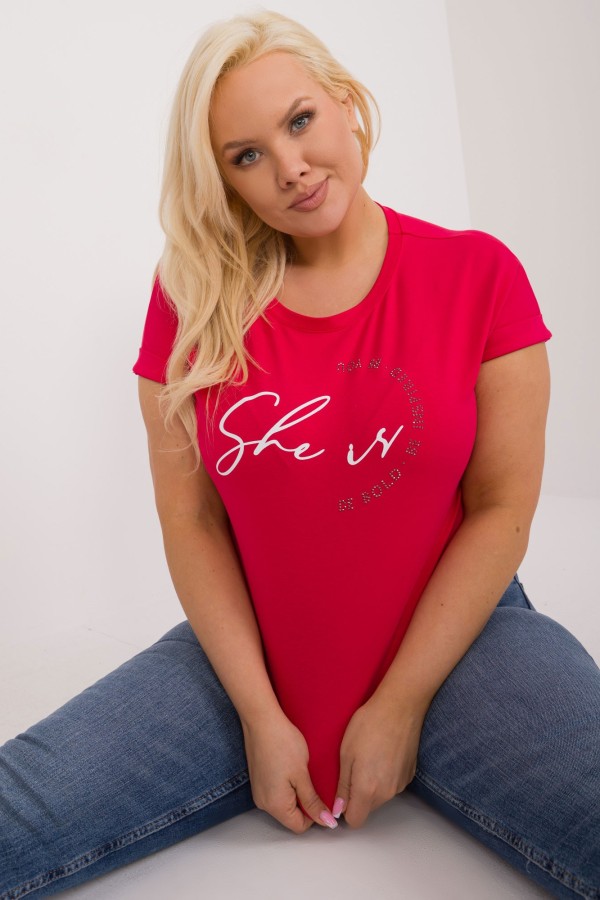 Bluzka damska T-shirt w kolorze czerwonym aplikacja dżety Mika 3