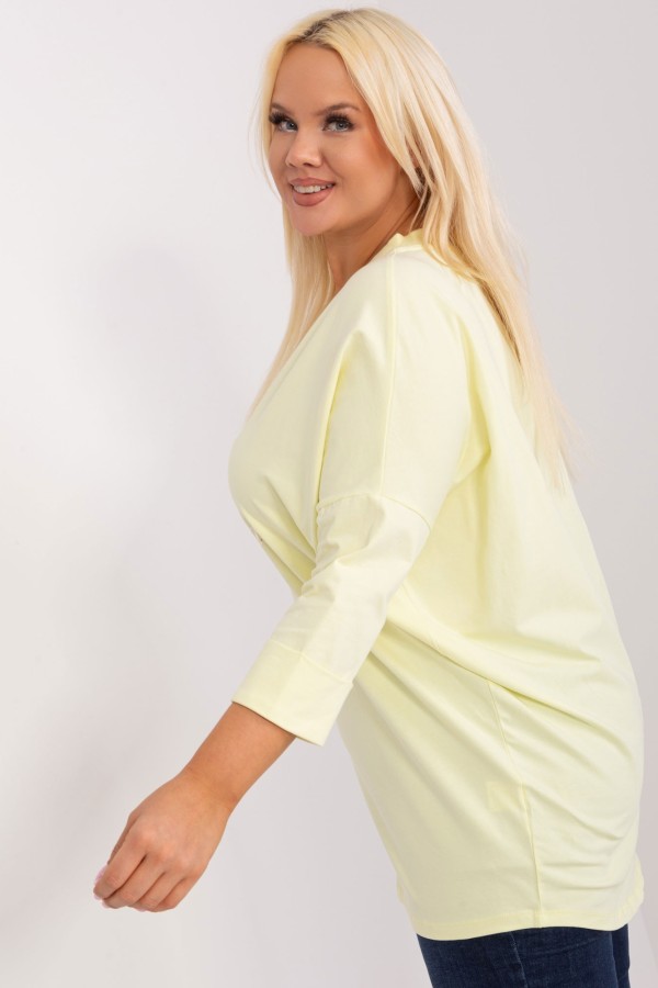 Bluzka damska nietoperz plus size w kolorze cytrynowym rękaw 3/4 Kami 2