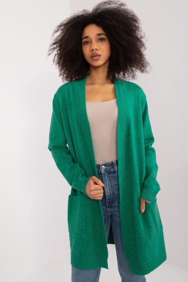 Sweter damski oversize w kolorze zielonym narzutka milutki kardigan Adelina 1