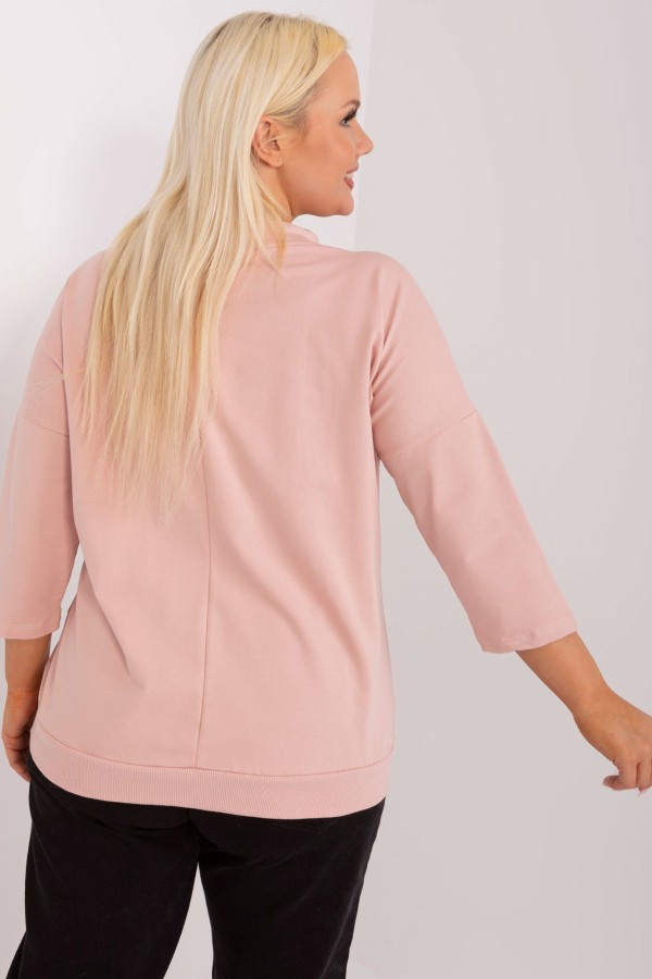 Lekka bluza plus size w kolorze pudrowego różu duża kieszeń Lydia 3