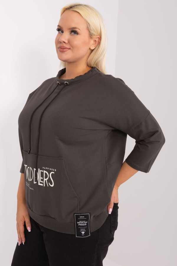 Lekka bluza plus size w kolorze khaki duża kieszeń Lydia 2