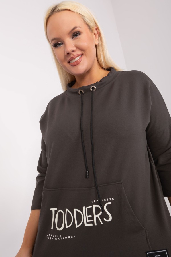 Lekka bluza plus size w kolorze khaki duża kieszeń Lydia 3