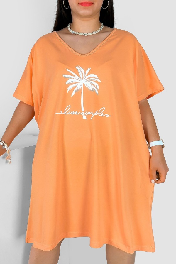 Bawełniana trapezowa sukienka plus size w kolorze pomarańczowym palma Arine
