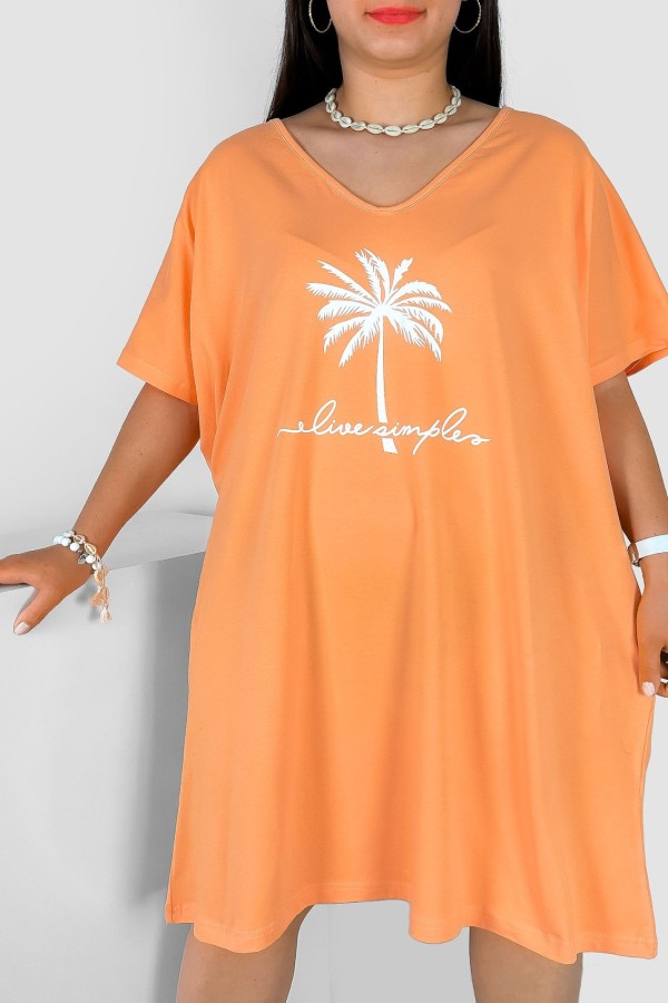 Bawełniana trapezowa sukienka plus size w kolorze pomarańczowym palma Arine 1