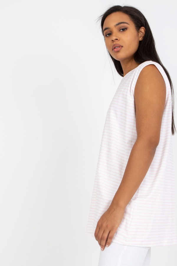 TOP damska bluzka plus size w kolorze biało-różowe paski feel 4