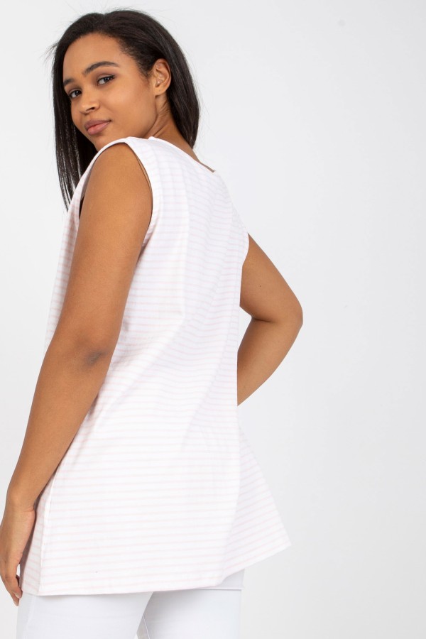 TOP damska bluzka plus size w kolorze biało-różowe paski feel 1