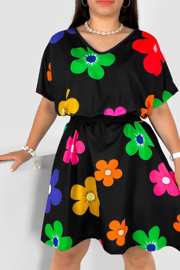 Sukienka damska plus size nietoperz multikolor wzór kolorowe kwiatki Helia 2