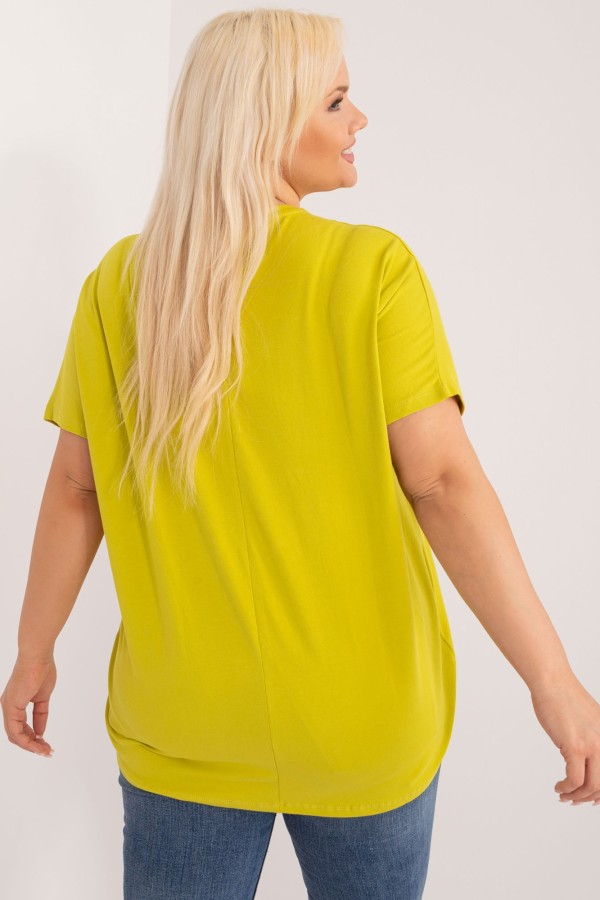 Sportowa bluzka damska plus size w kolorze limonkowym Astoria 4
