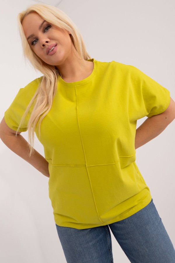 Sportowa bluzka damska plus size w kolorze limonkowym Astoria 1