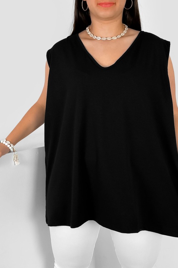 Bluzka damska top plus size w kolorze czarnym dekolt v neck Diva 1