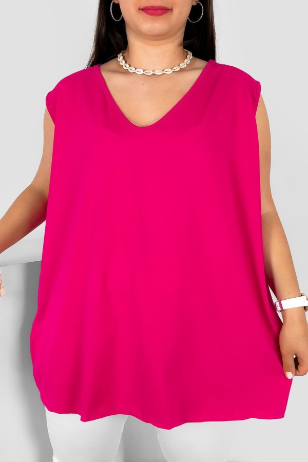 Bluzka damska top plus size w kolorze różowym dekolt v neck Diva