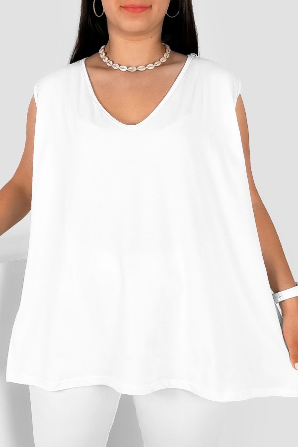 Bluzka damska top plus size w kolorze białym dekolt v neck Diva